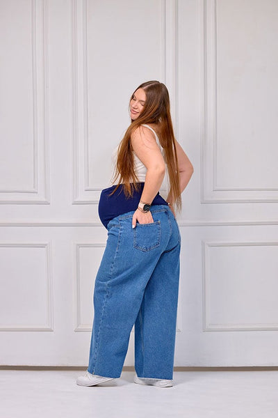 بنطلون حمل وايد ليج جينز وسط - مريح و انسيابي | Tobay